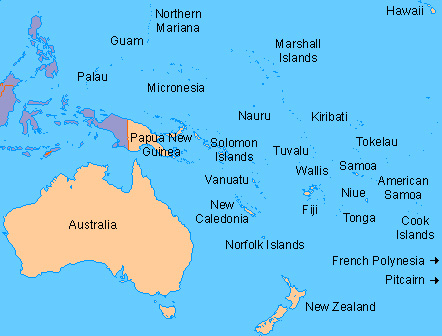 Girare l'Oceania Continente Oceania